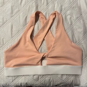 Fabletics Peach and White Sports Bra